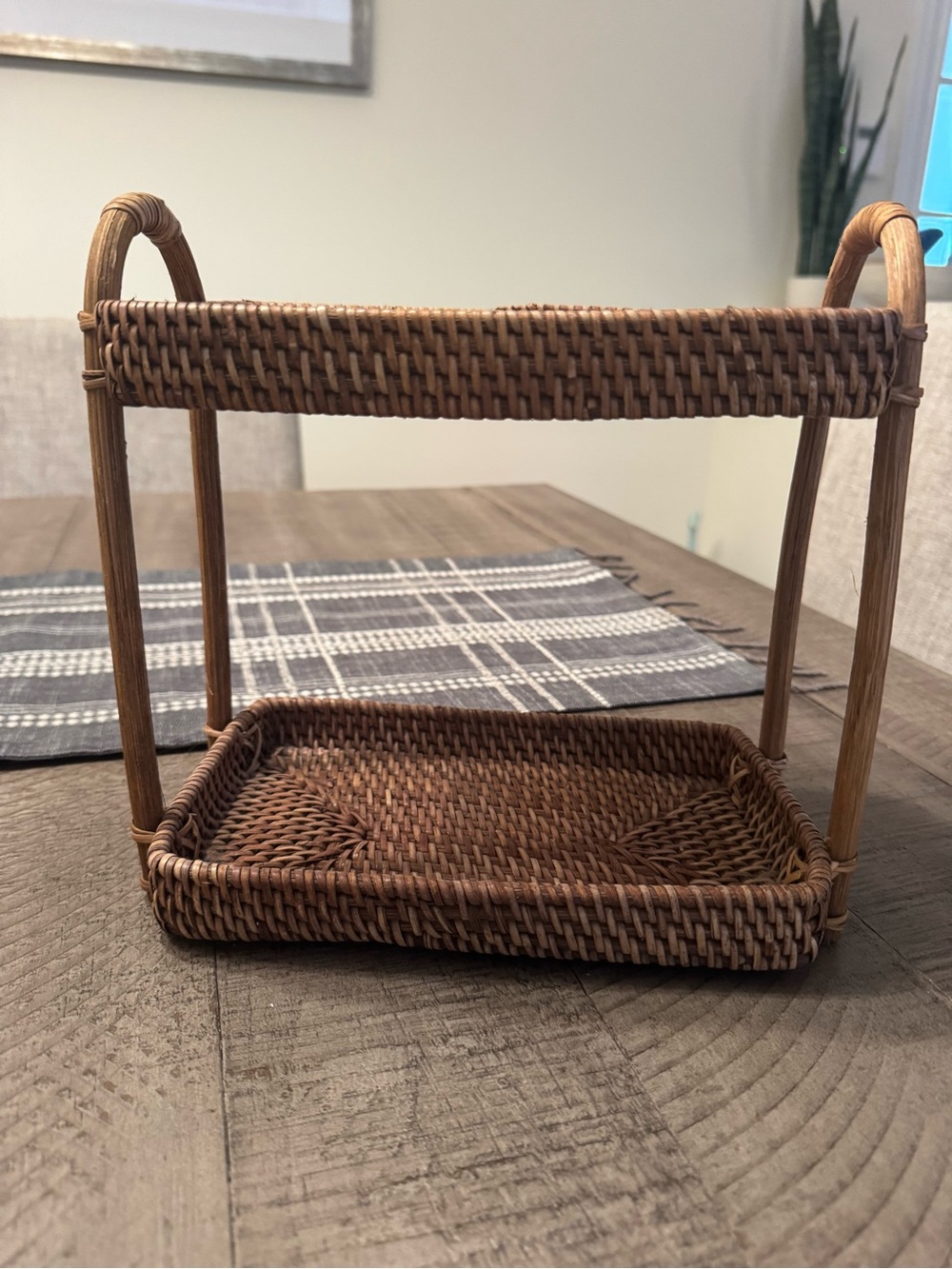Target Brown Wicker Two-Tier Serving Basket